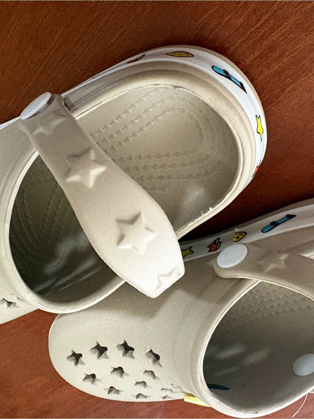 Kids Beige Star-Detail Clog with Smile Charm